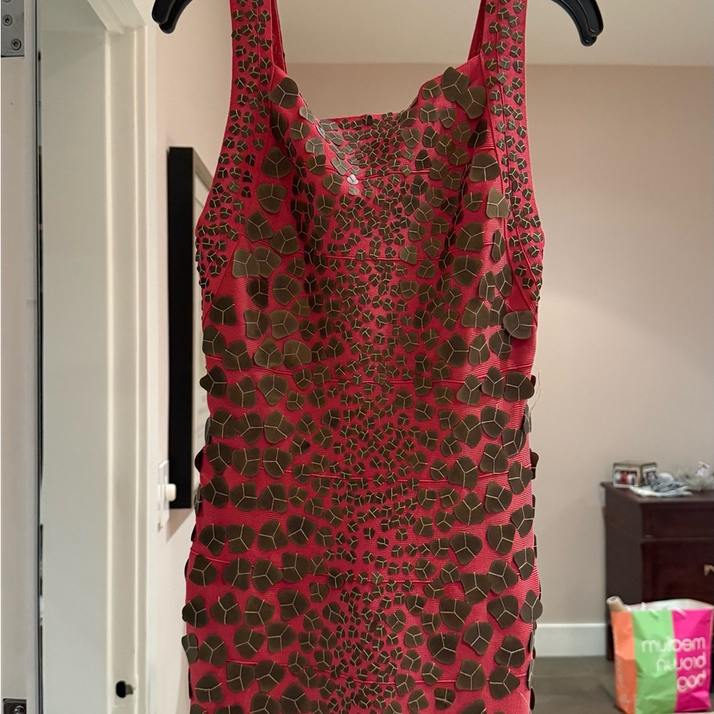Herve Leger Red with metallic beads Dress
